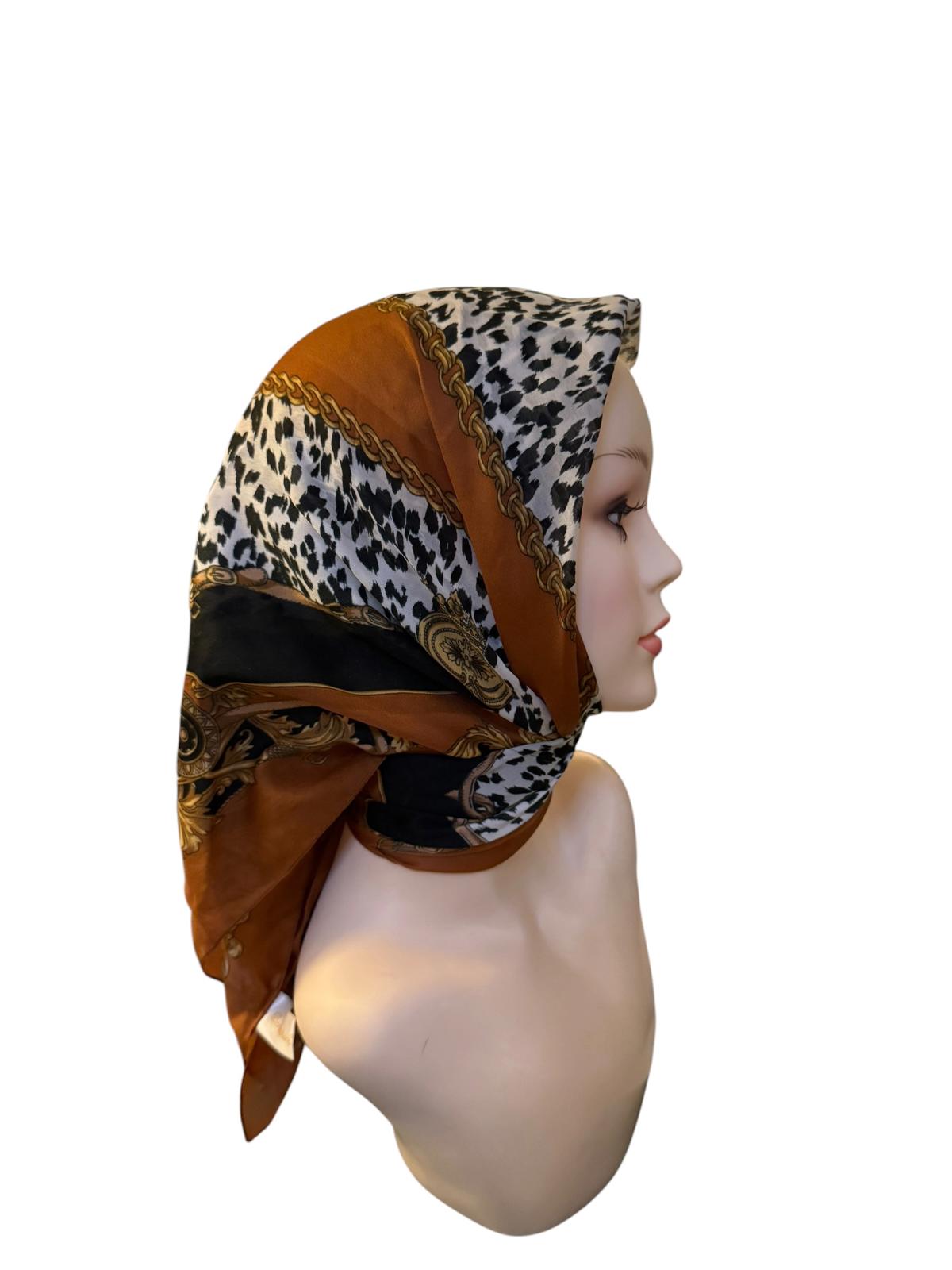Berkshire Vintage Brown and Black Patterned Headscarf