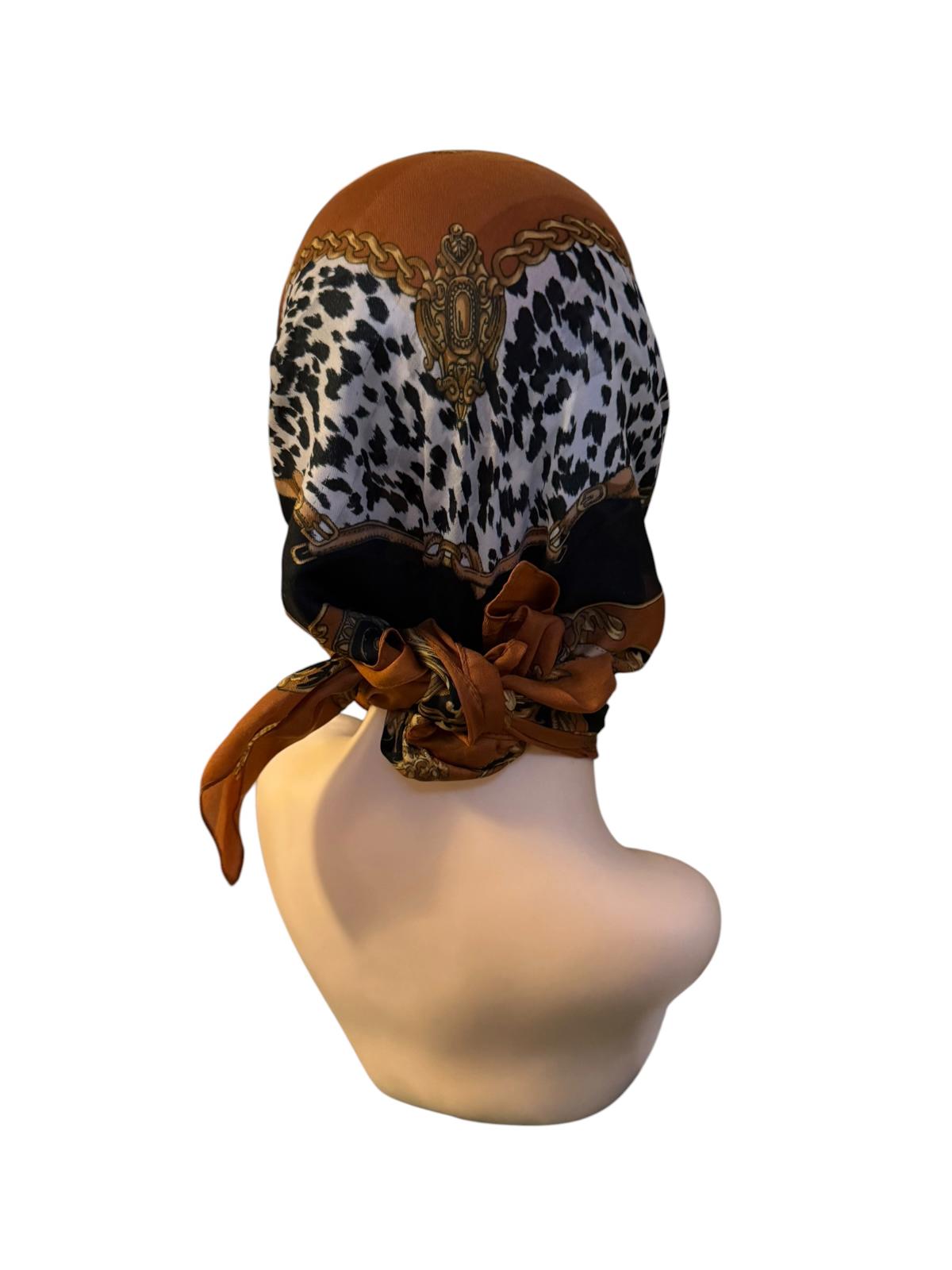 Berkshire Vintage Brown and Black Patterned Headscarf