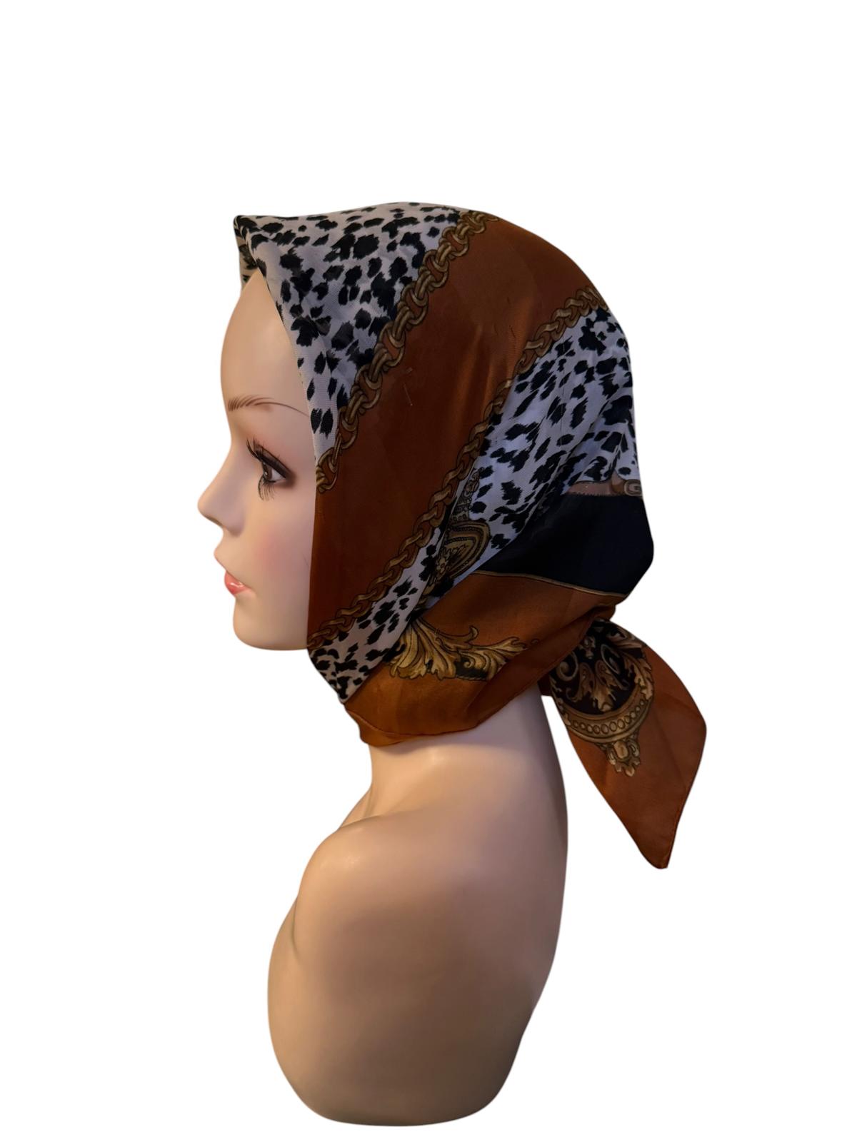Berkshire Vintage Brown and Black Patterned Headscarf