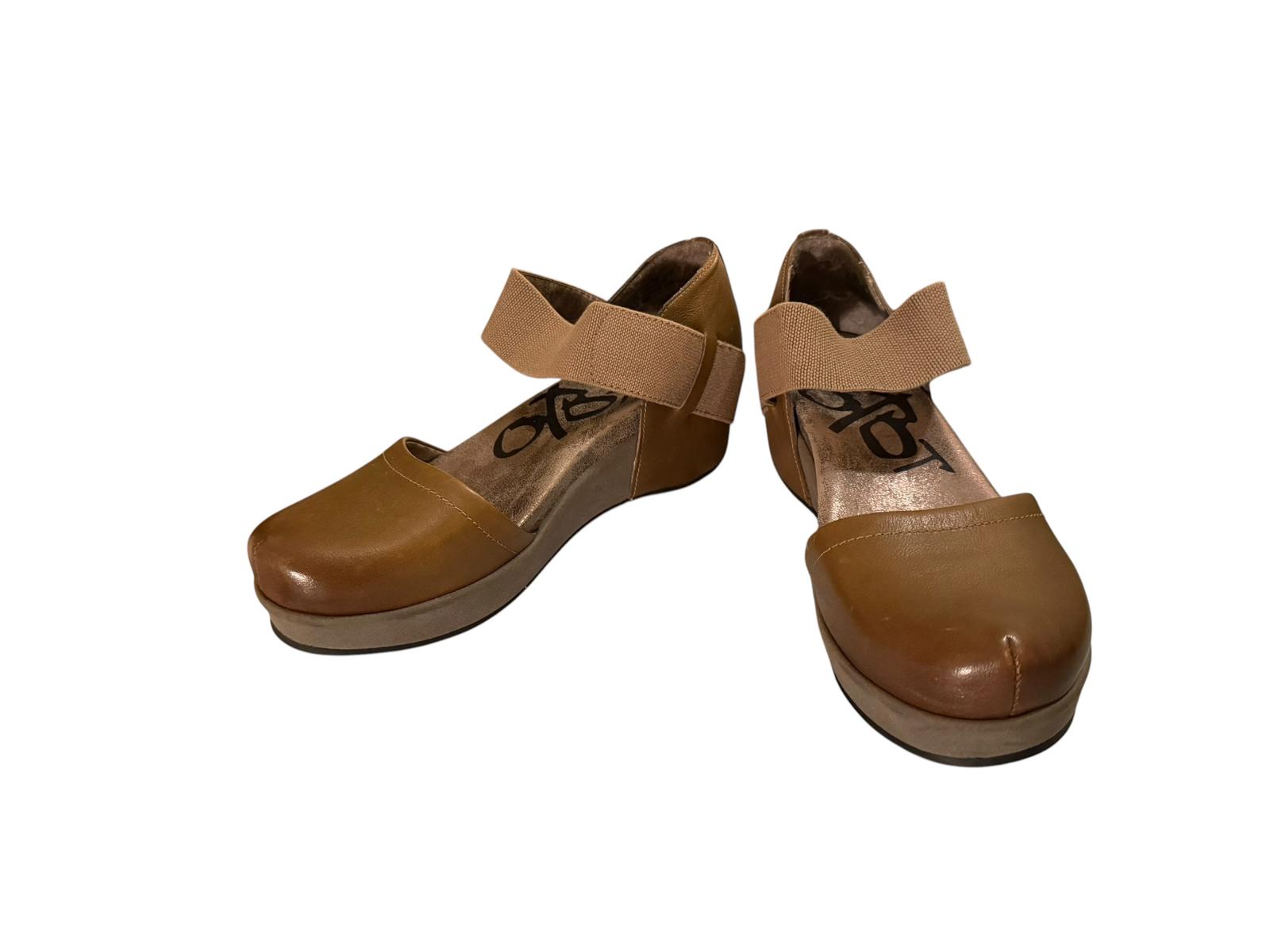 OTBT Brown Leather Mary Jane Wedge Shoes
