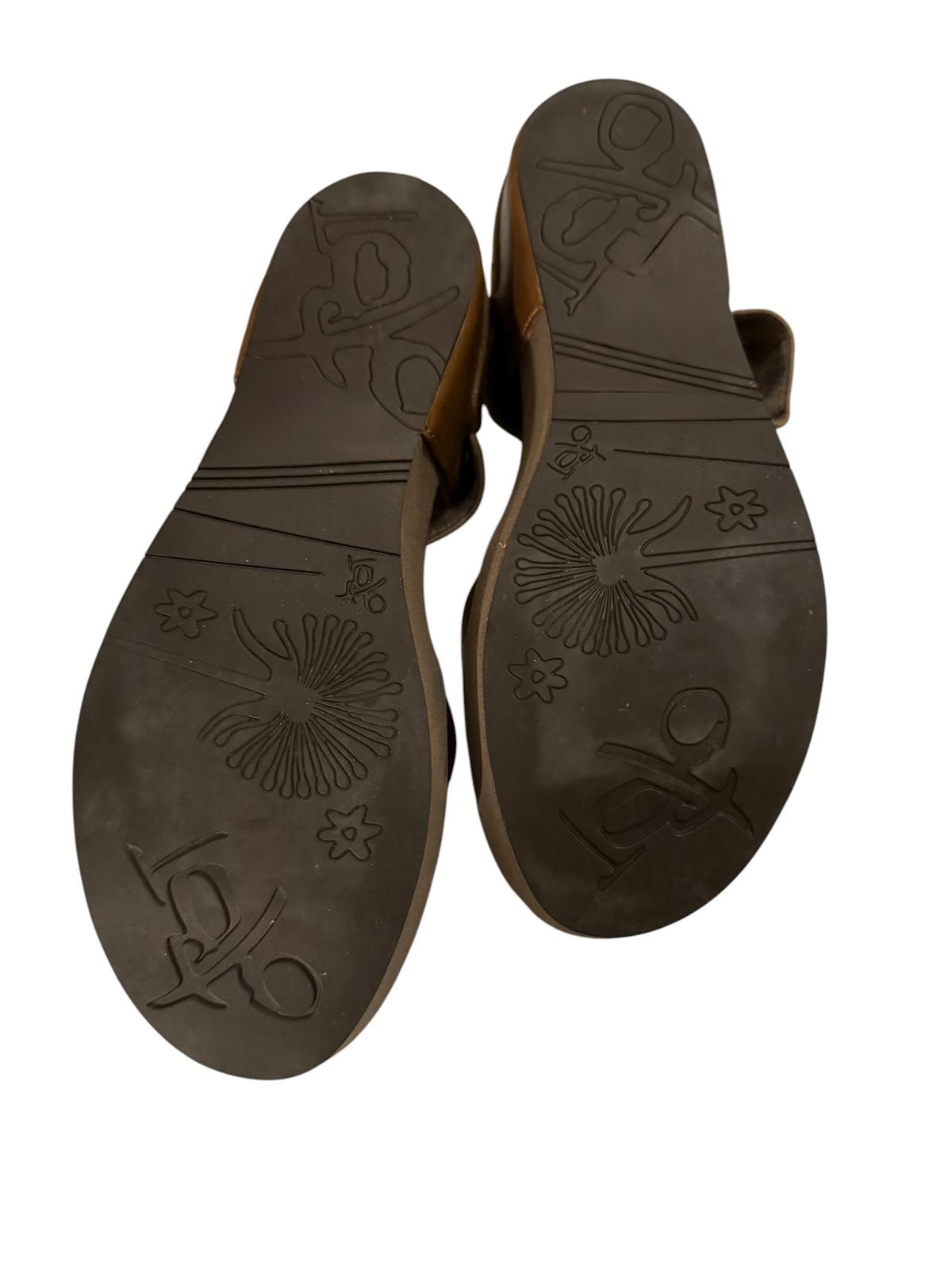 OTBT Brown Leather Mary Jane Wedge Shoes