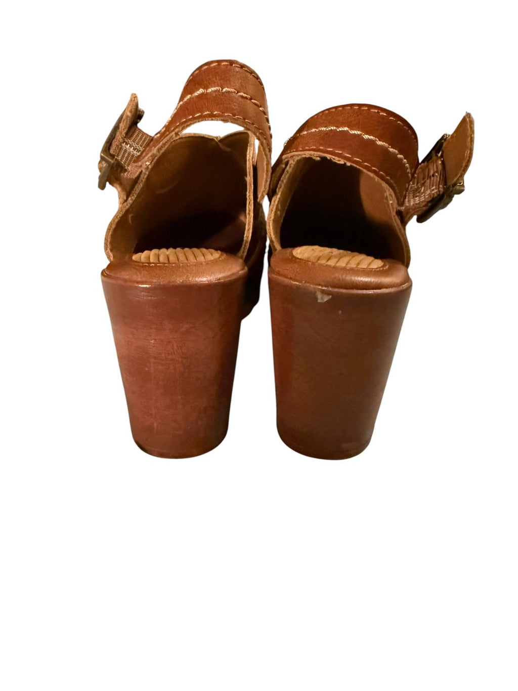 Born BOC Brown Leather Slingback Heeled Clog Shoes