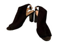 Barneys New York Suede Black Open Toe Slingback Block Heel Shoes