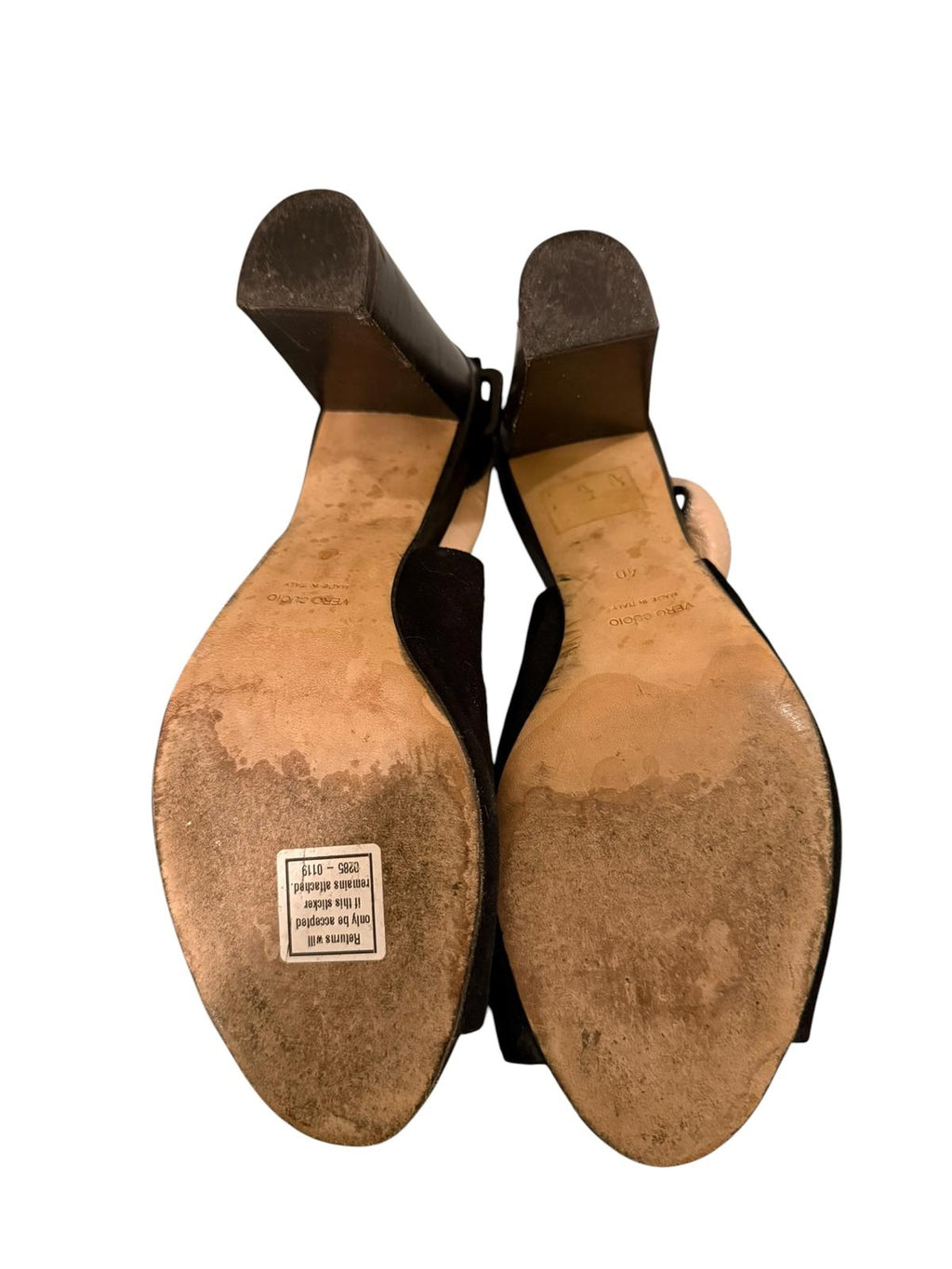 Barneys New York Suede Black Open Toe Slingback Block Heel Shoes