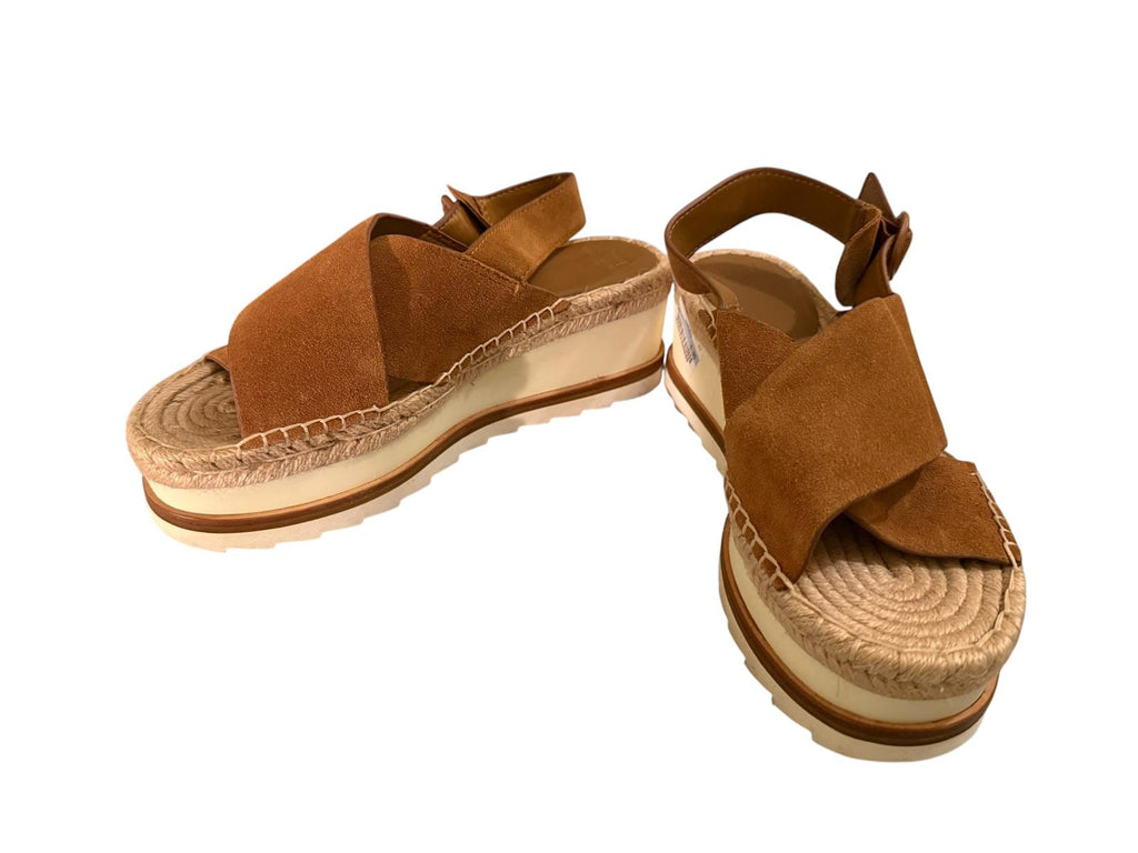 Marc Fisher Brown Suede Platform Sandals with Ankle Strap