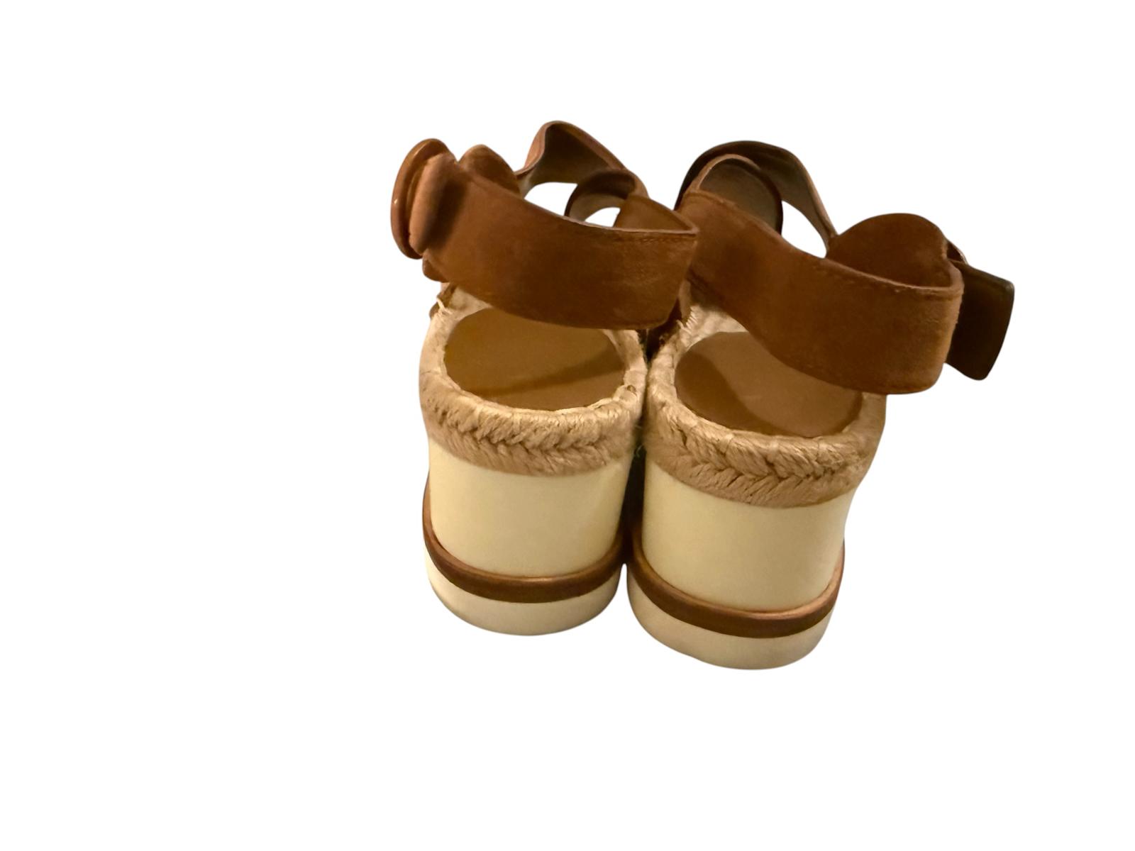 Marc Fisher Brown Suede Platform Sandals with Ankle Strap