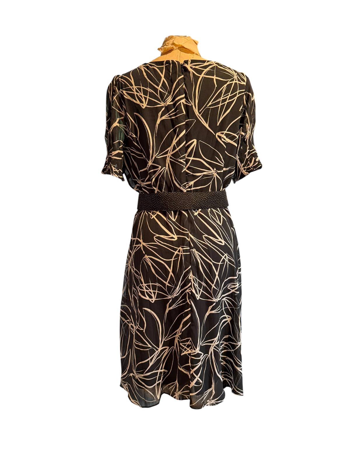 DKNY Black and White Abstract Print Dress