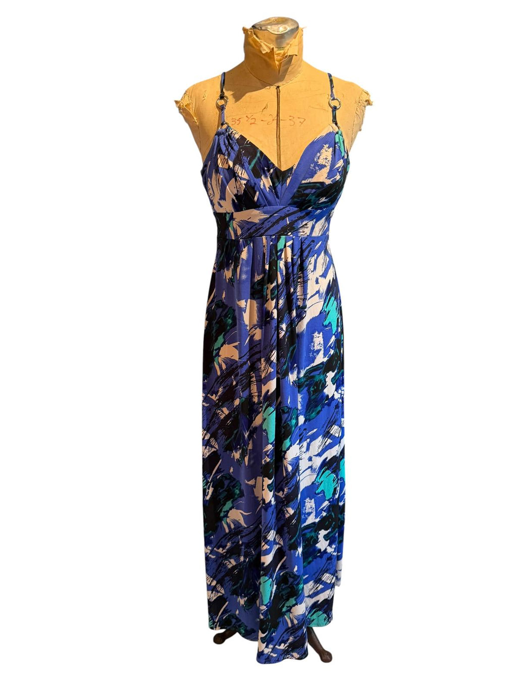 Bisou Bisou Blue Abstract Print Maxi Dress
