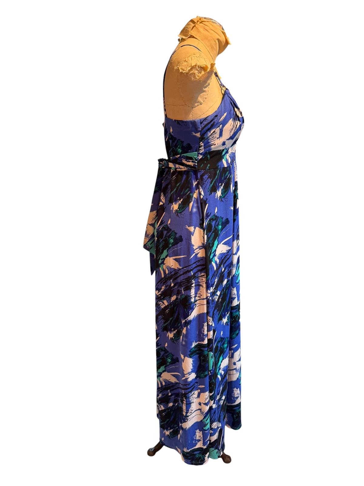 Bisou Bisou Blue Abstract Print Maxi Dress