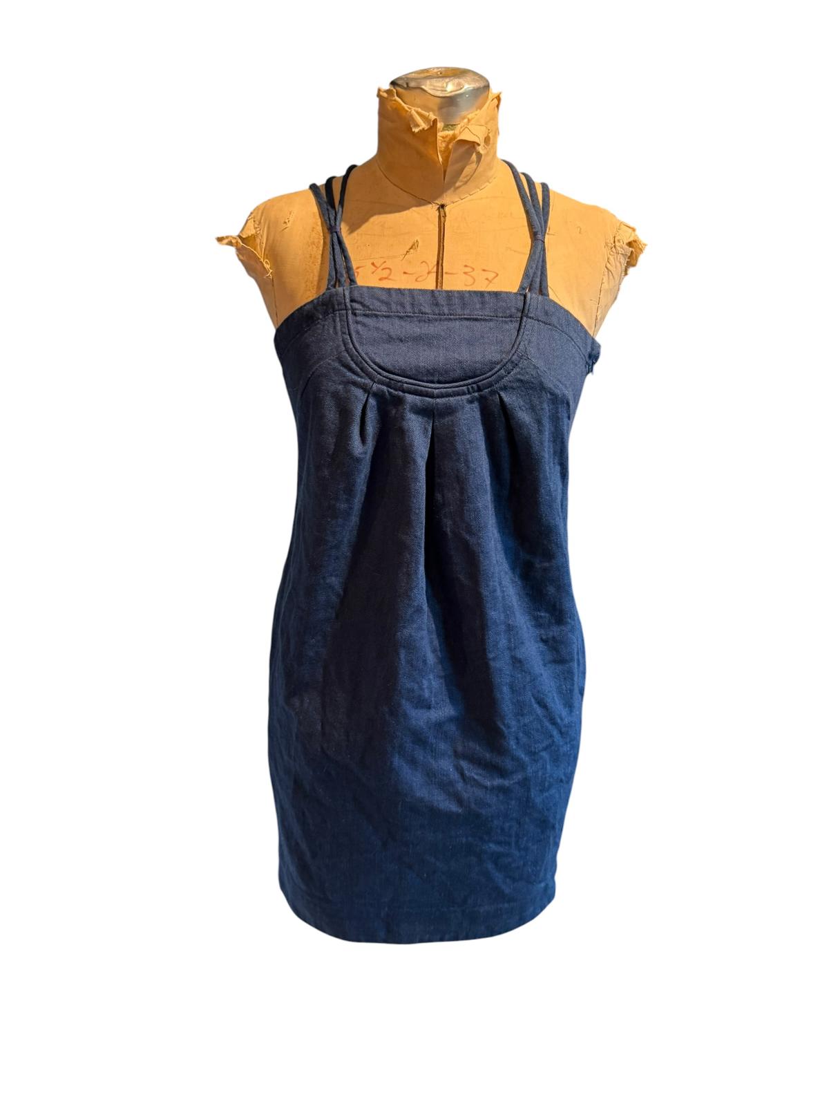 Armani Exchange AX Navy Blue Denim Sleeveless Dress with Crisscross Straps