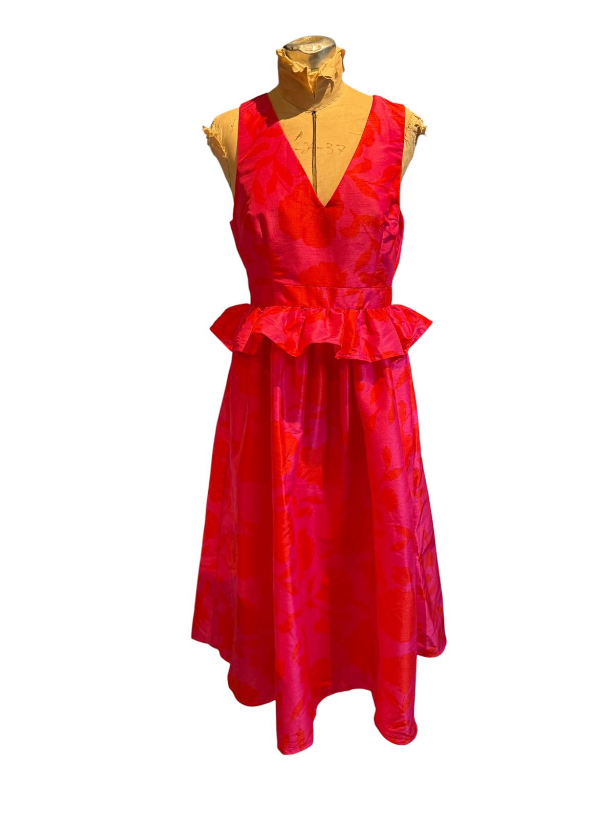 Kate Spade Red and Pink Floral Peplum Dress
