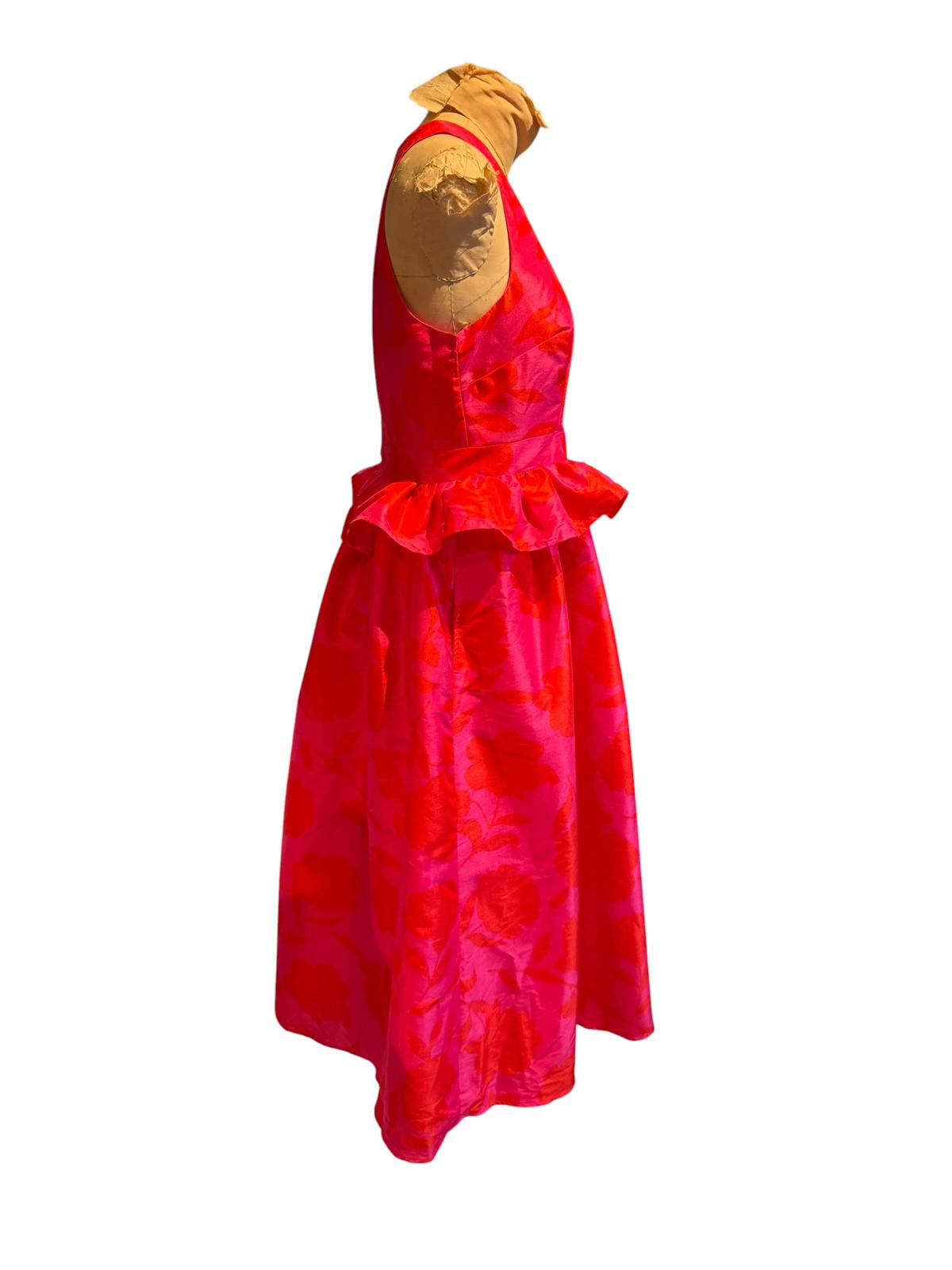 Kate Spade Red and Pink Floral Peplum Dress