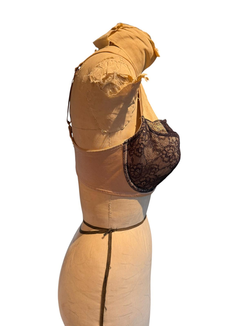 Vassarette Lace Overlay Nude and Black Bra with Adjustable Straps