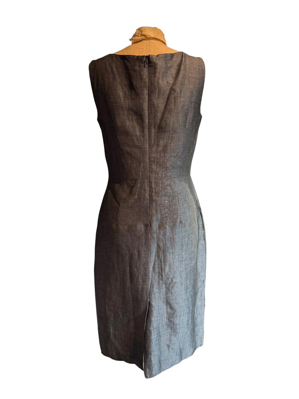 Santorelli Sleeveless Gray Sheath Dress