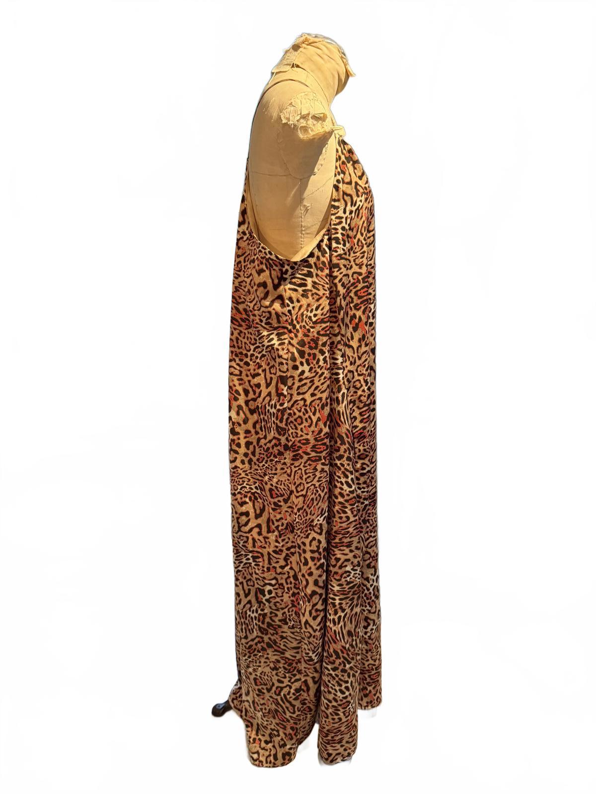Nicole Miller Leopard Print Maxi Dress with Spaghetti Straps