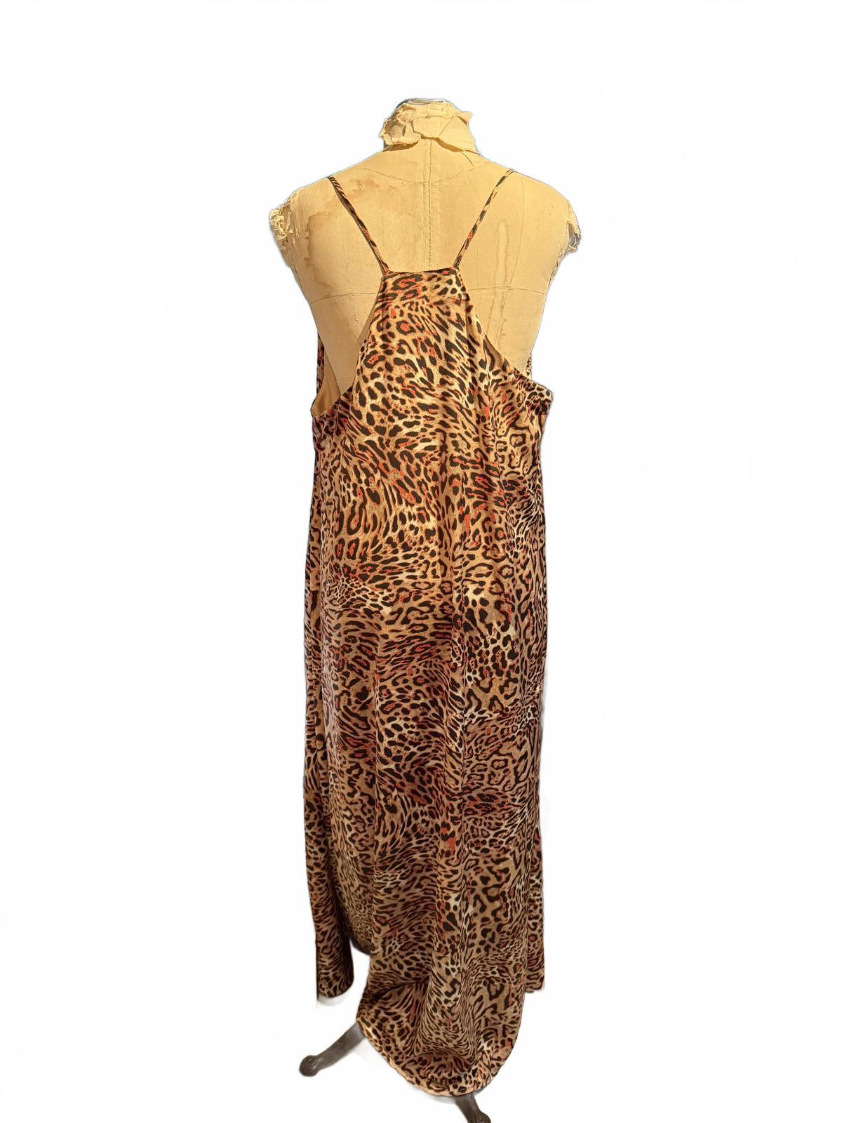 Nicole Miller Leopard Print Maxi Dress with Spaghetti Straps