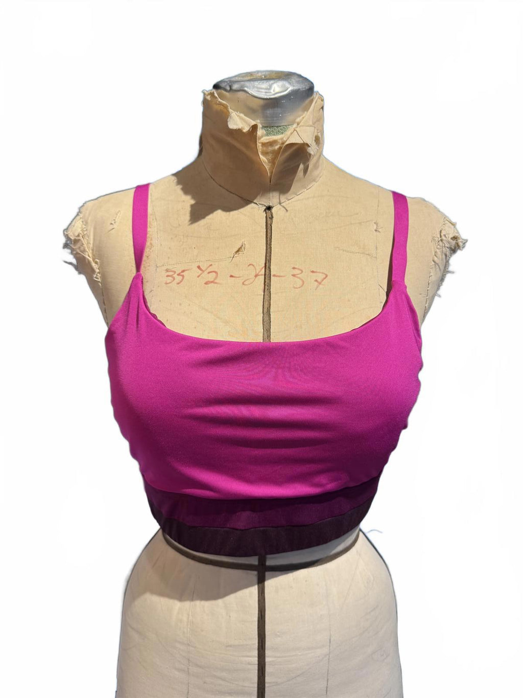 Athlete Pink and Burgundy Adjustable Strap Crop Top