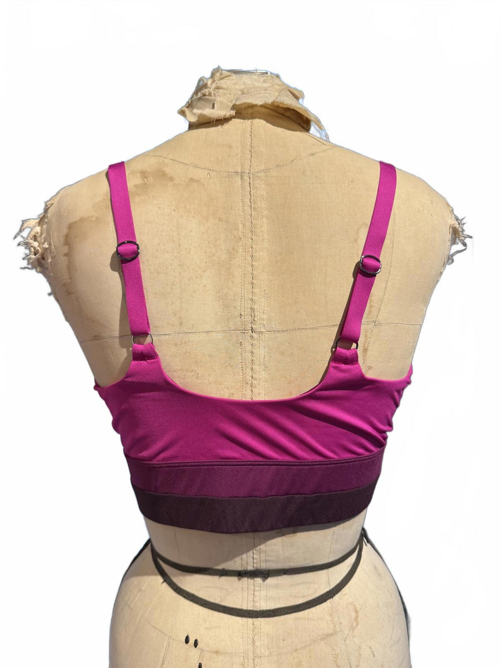 Athlete Pink and Burgundy Adjustable Strap Crop Top
