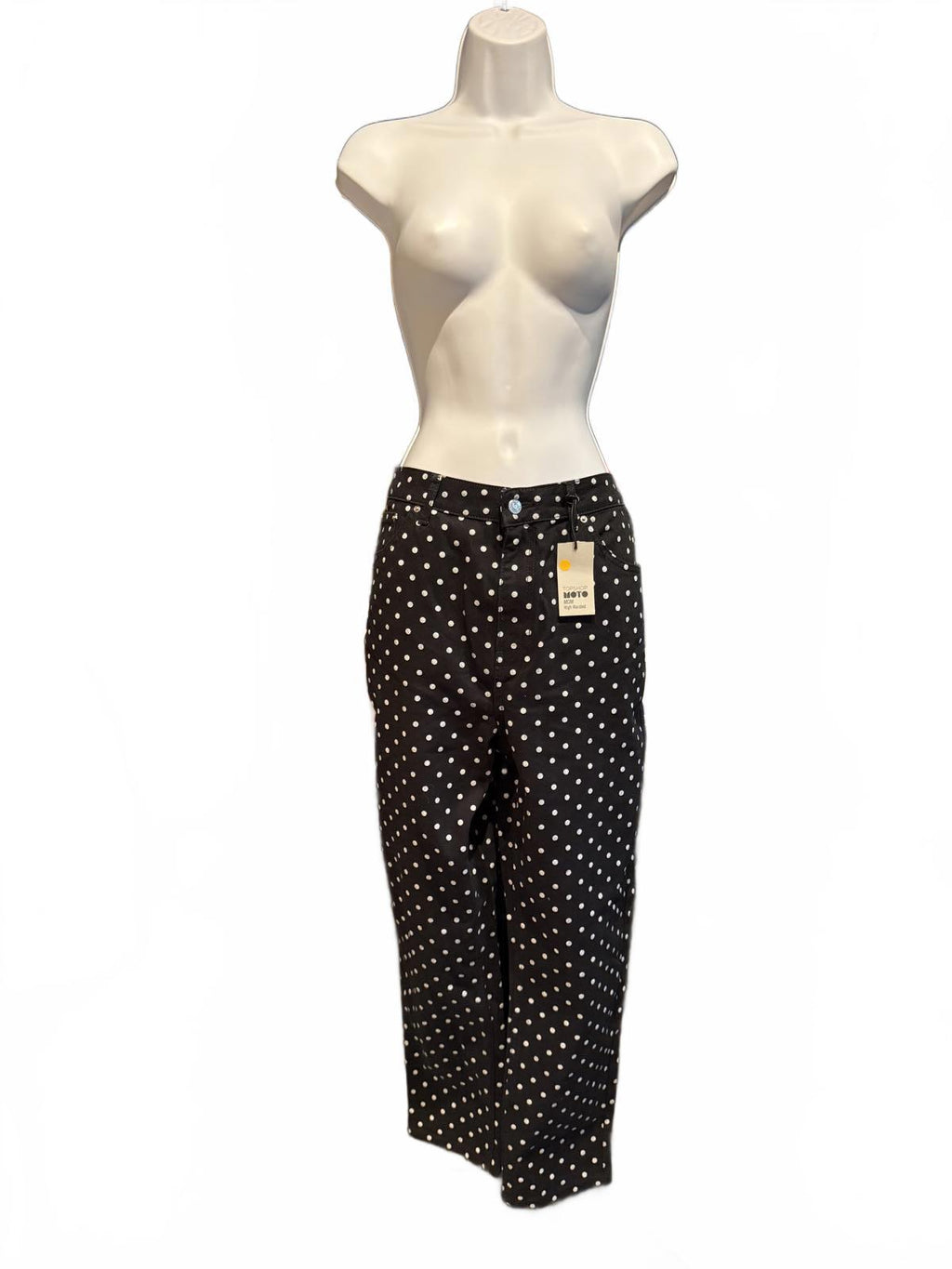 Topshop Moto Mom High Waisted Polka Dot Pants