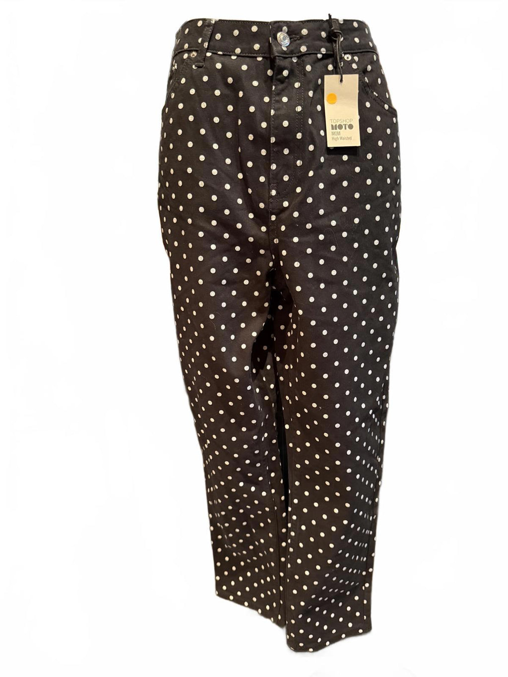 Topshop Moto Mom High Waisted Polka Dot Pants