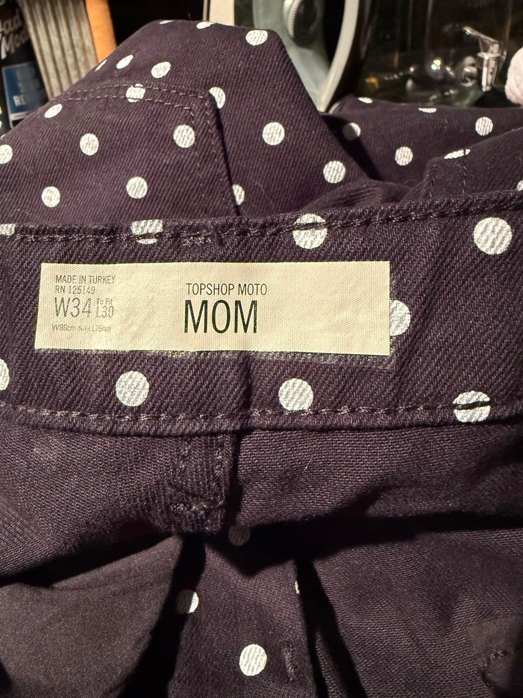 Topshop Moto Mom High Waisted Polka Dot Pants