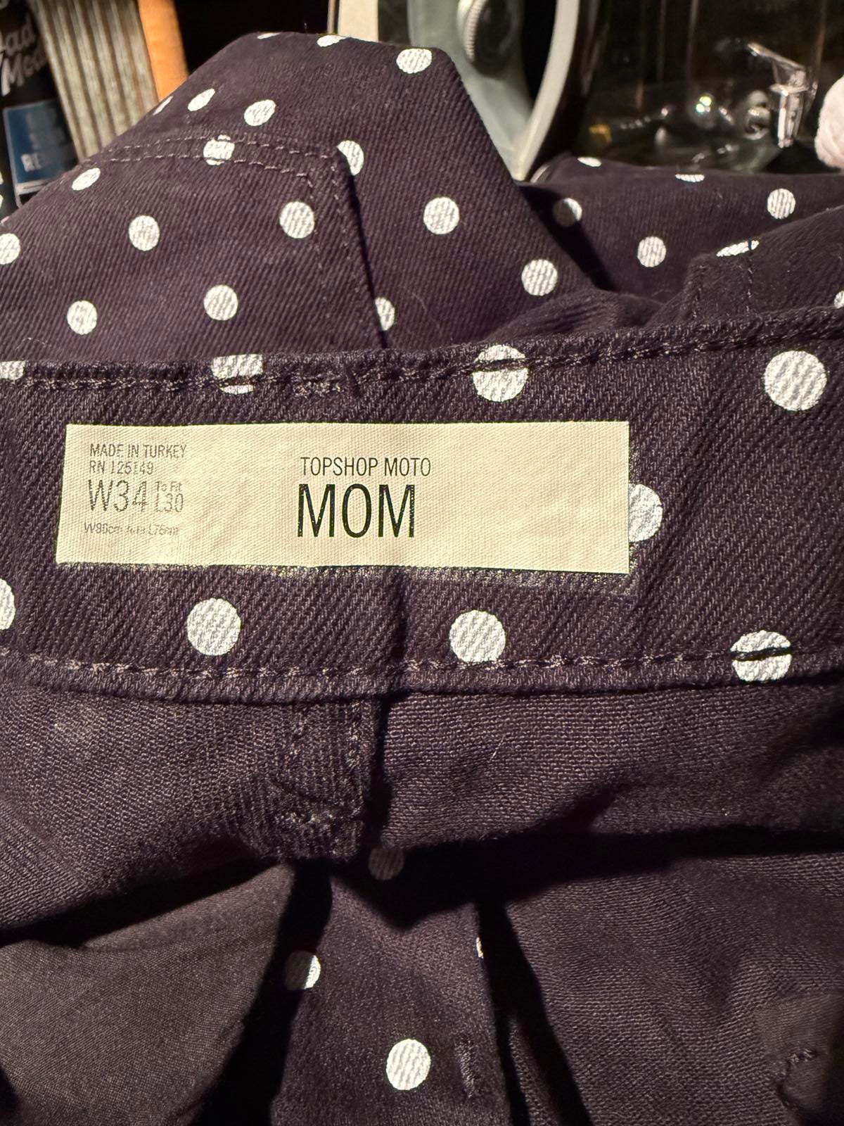 Topshop Moto Mom High Waisted Polka Dot Pants