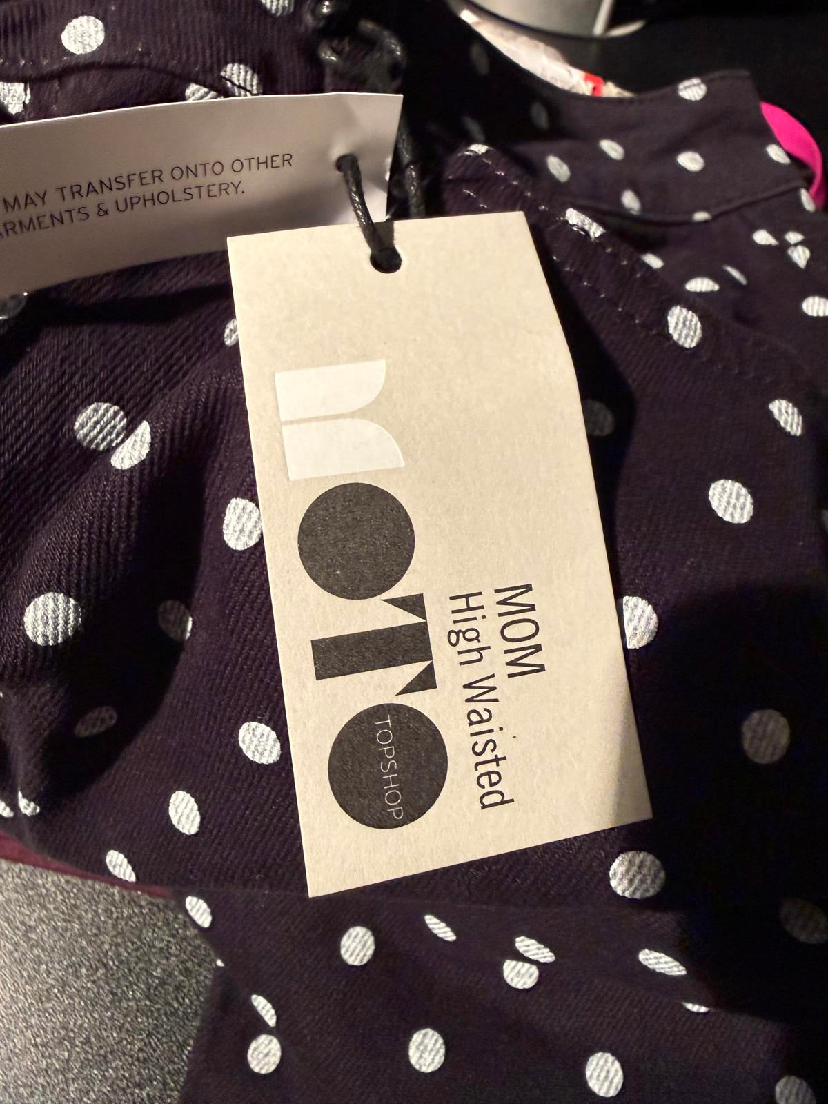Topshop Moto Mom High Waisted Polka Dot Pants