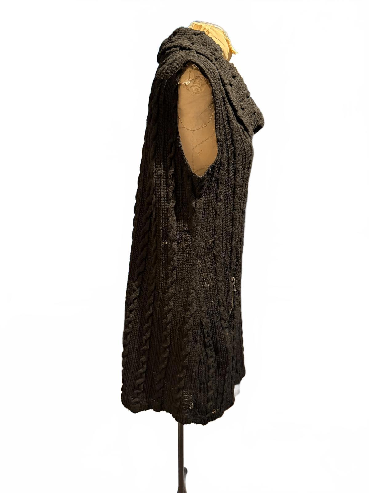 Mine Black Cable Knit Sleeveless Sweater Dress with Cowl Neck