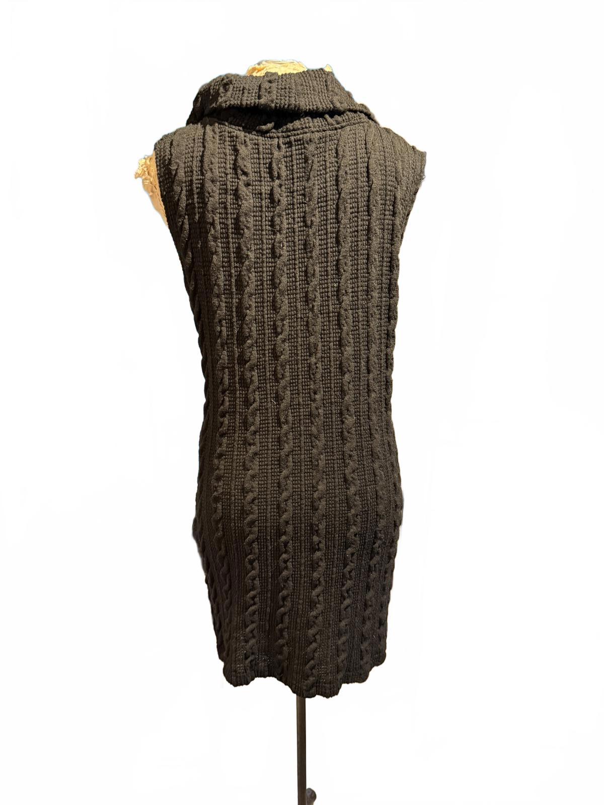 Mine Black Cable Knit Sleeveless Sweater Dress with Cowl Neck