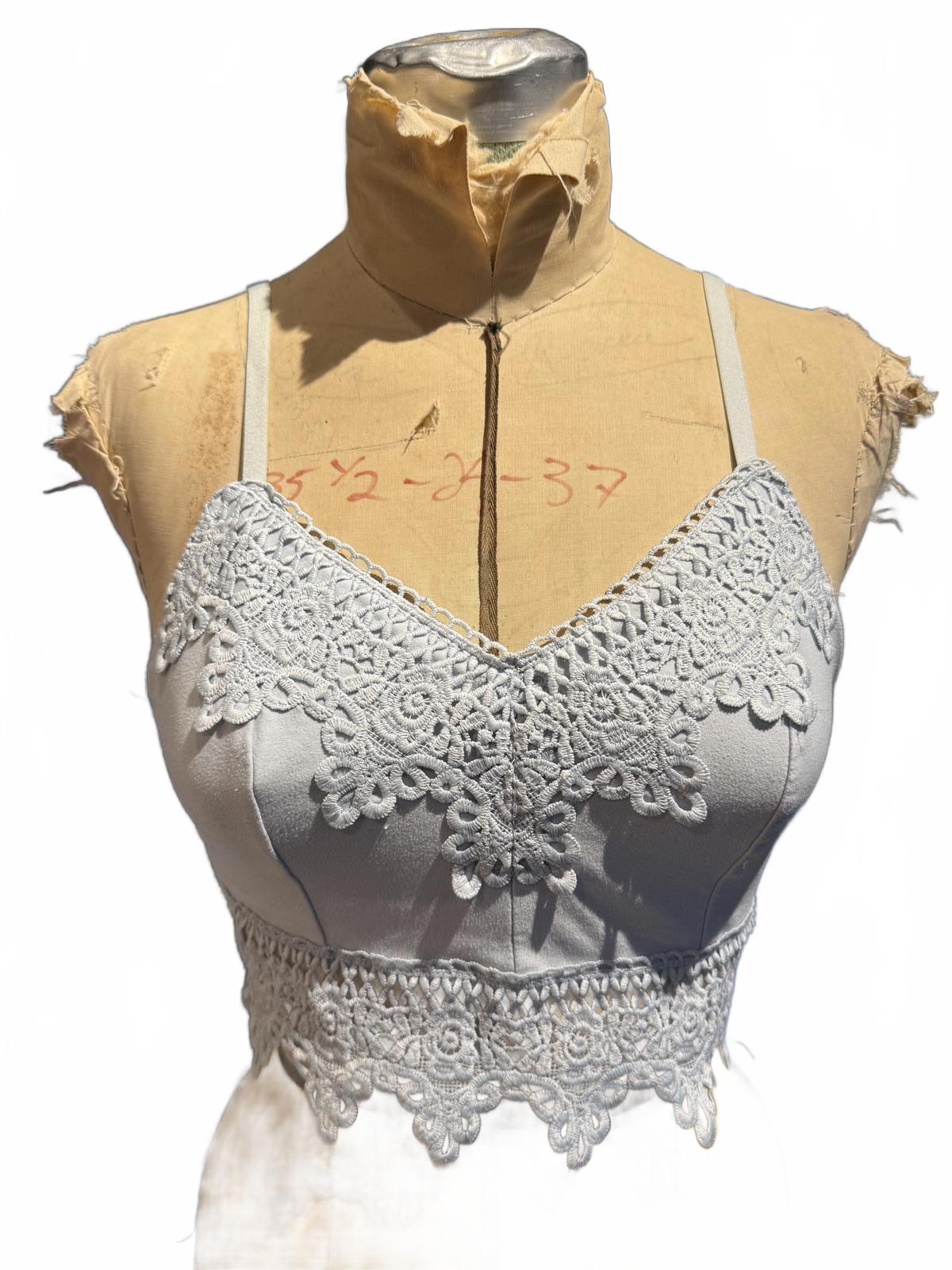 Mudd Pale Blue Lace Trim Cropped Camisole Top