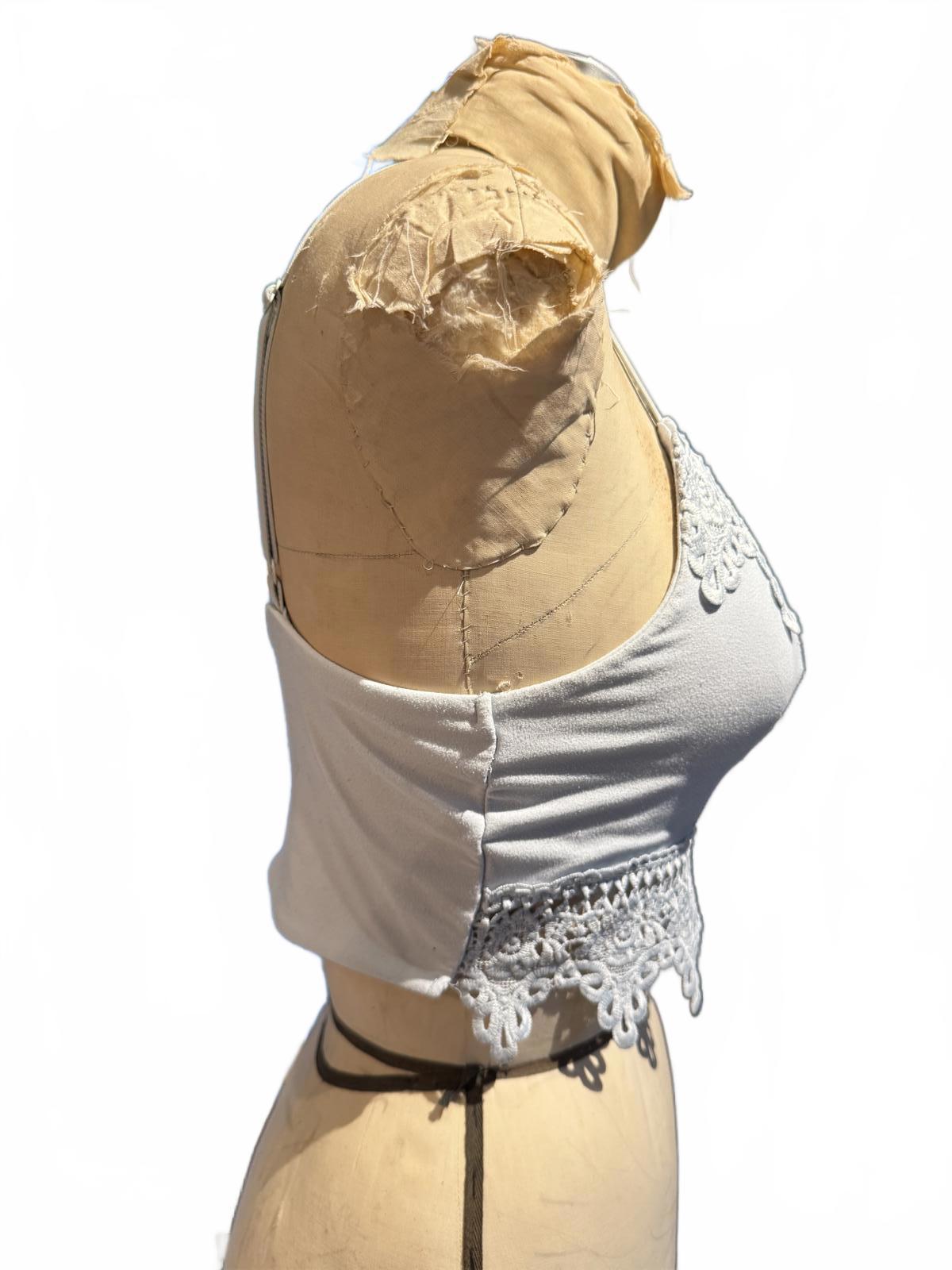 Mudd Pale Blue Lace Trim Cropped Camisole Top