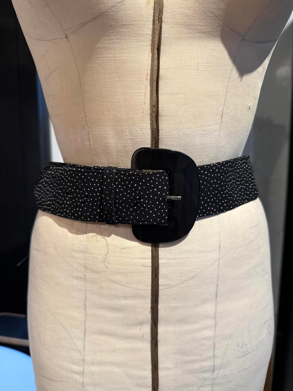 Black Polka Dot Belt with Large Buckle