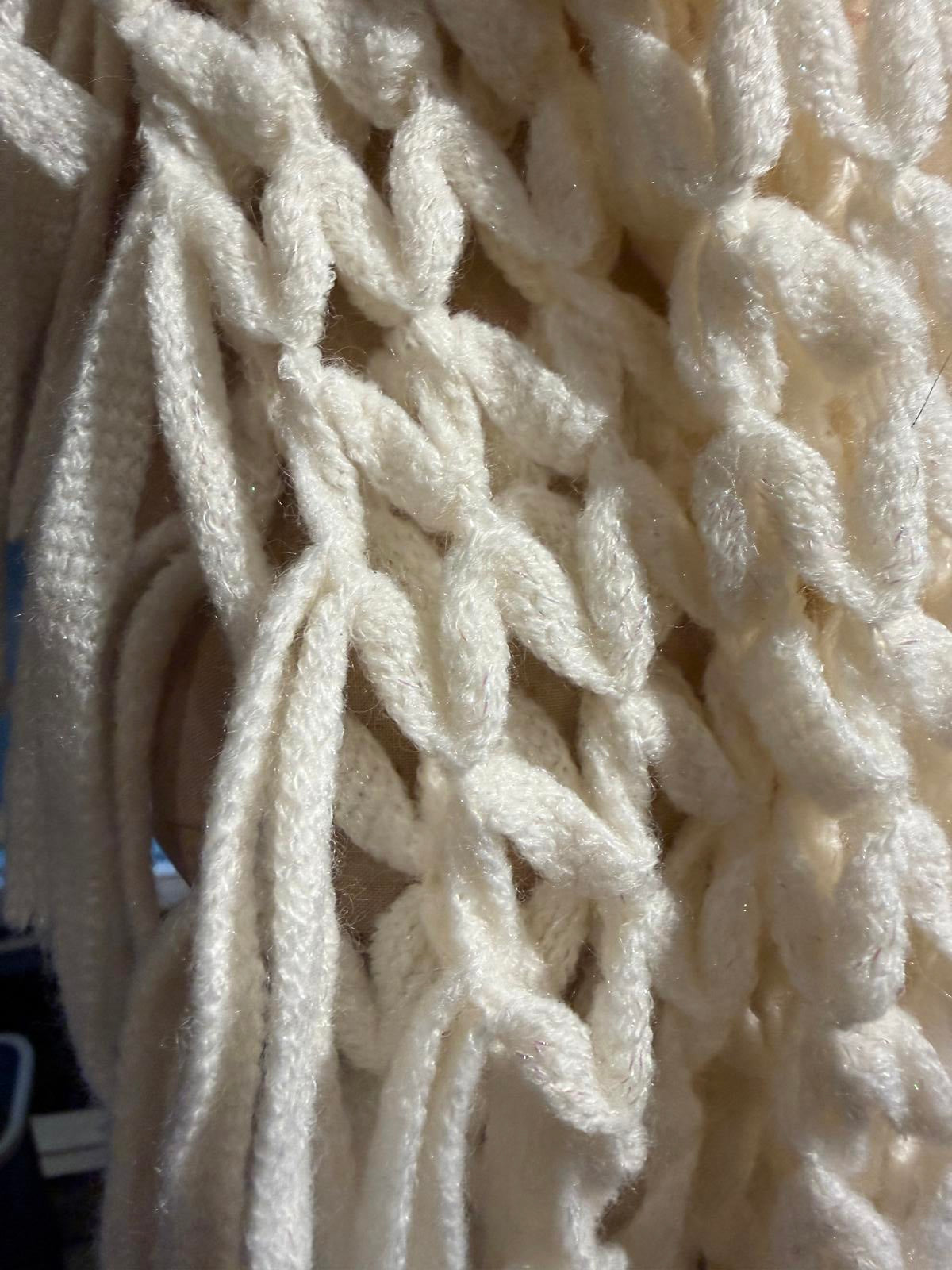 Mudd Chunky Knit Cream Infinity Scarf with Fringe