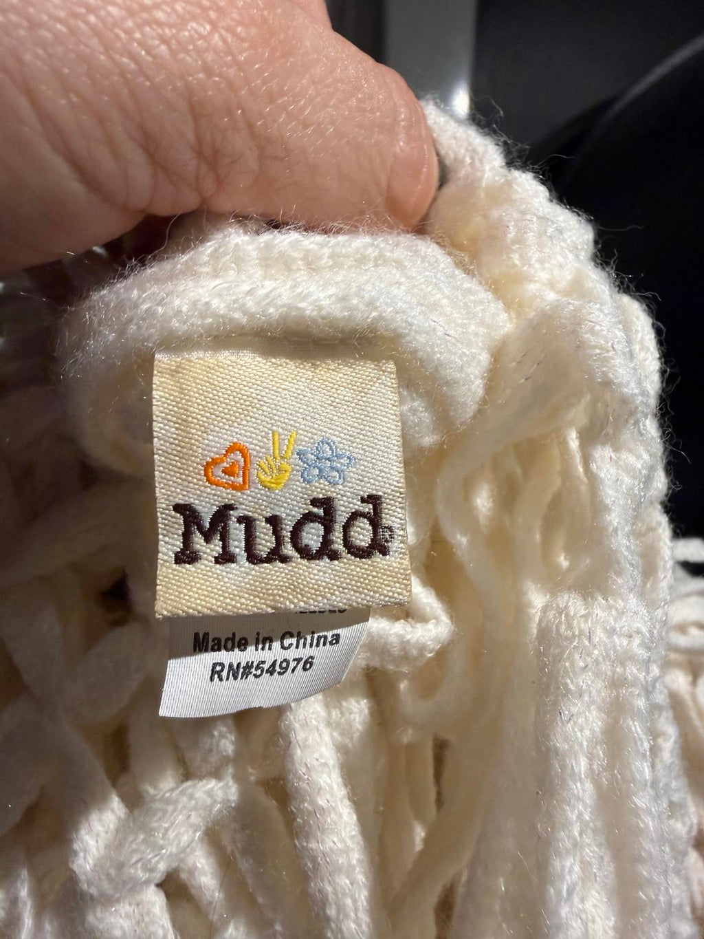 Mudd Chunky Knit Cream Infinity Scarf with Fringe