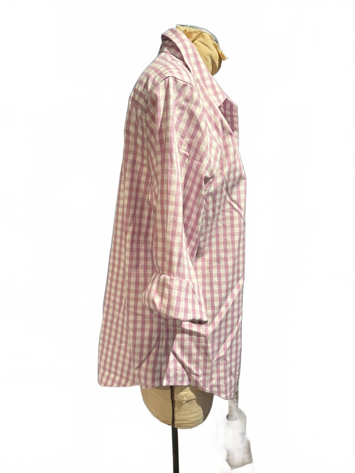 L.L. Bean Pink and White Gingham Button-Up Shirt