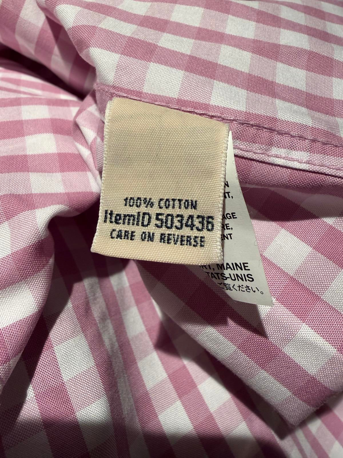 L.L. Bean Pink and White Gingham Button-Up Shirt