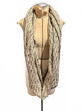 Knit Infinity Scarf with Black Pattern