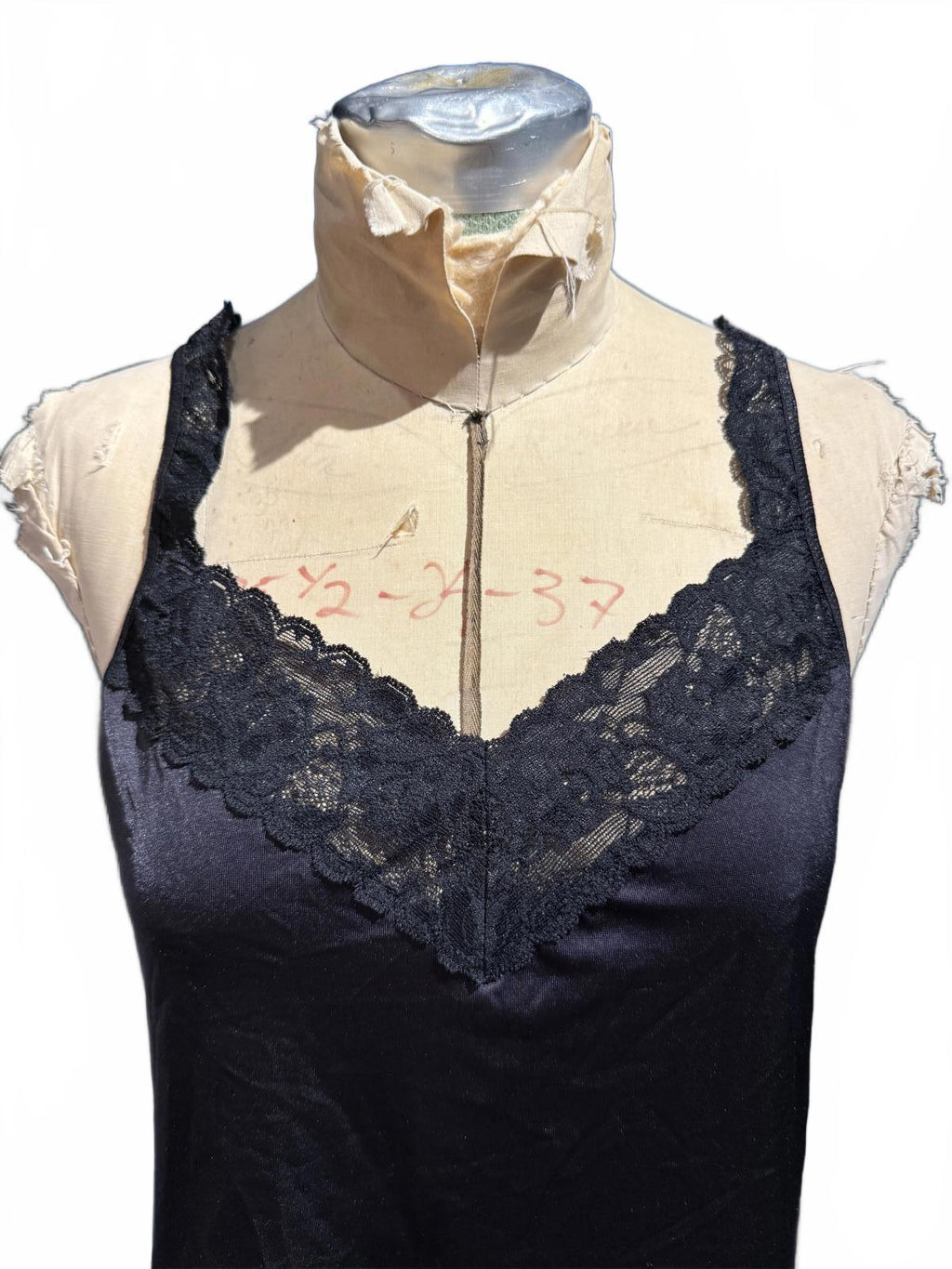 Vanity Fair Black Lace Trimmed Satin Camisole Top