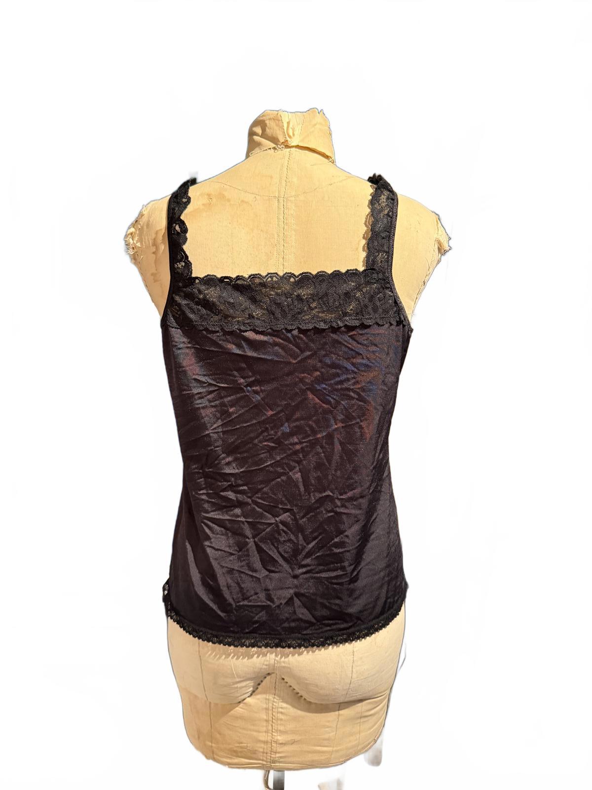 Vanity Fair Black Lace Trimmed Satin Camisole Top