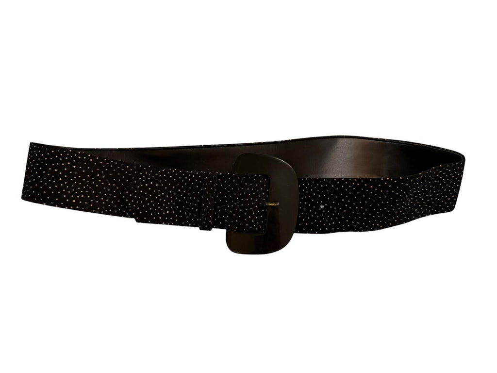Black Polka Dot Belt with Large Buckle