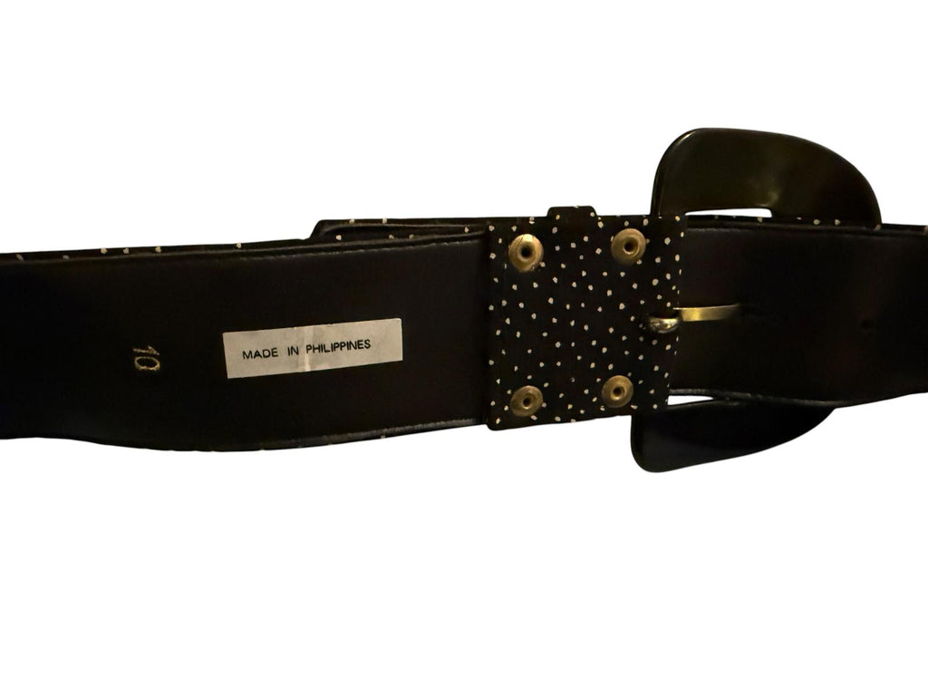 Black Polka Dot Belt with Large Buckle