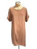 Everlane 100% Silk Brown Casual Shift Dress with Rolled Sleeves