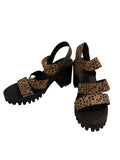 I.D. Required Chunky Heel Leopard Print Strap Sandals