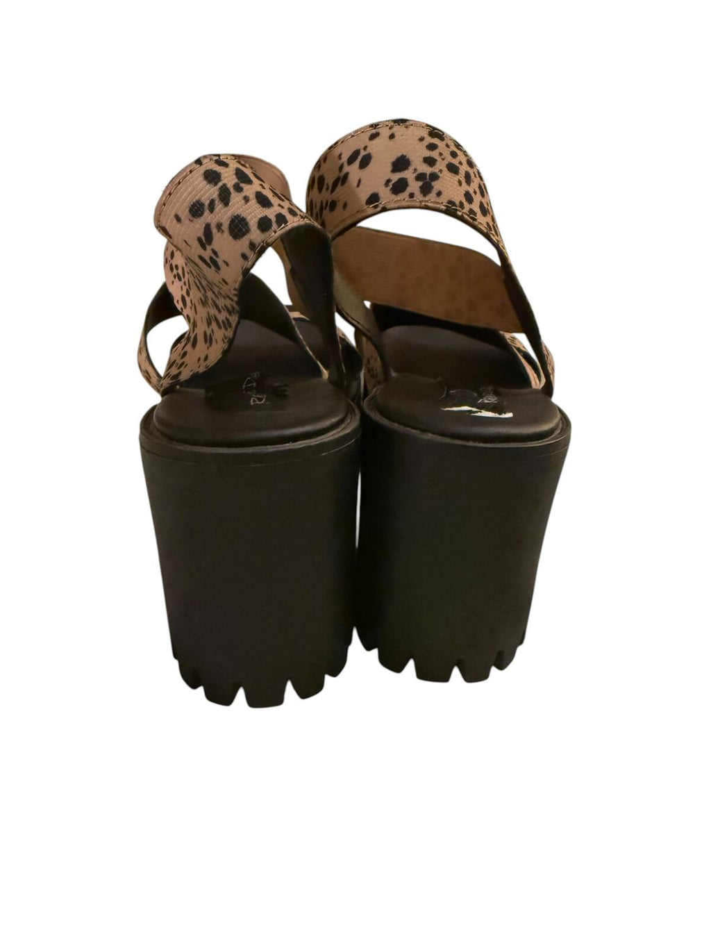 I.D. Required Chunky Heel Leopard Print Strap Sandals