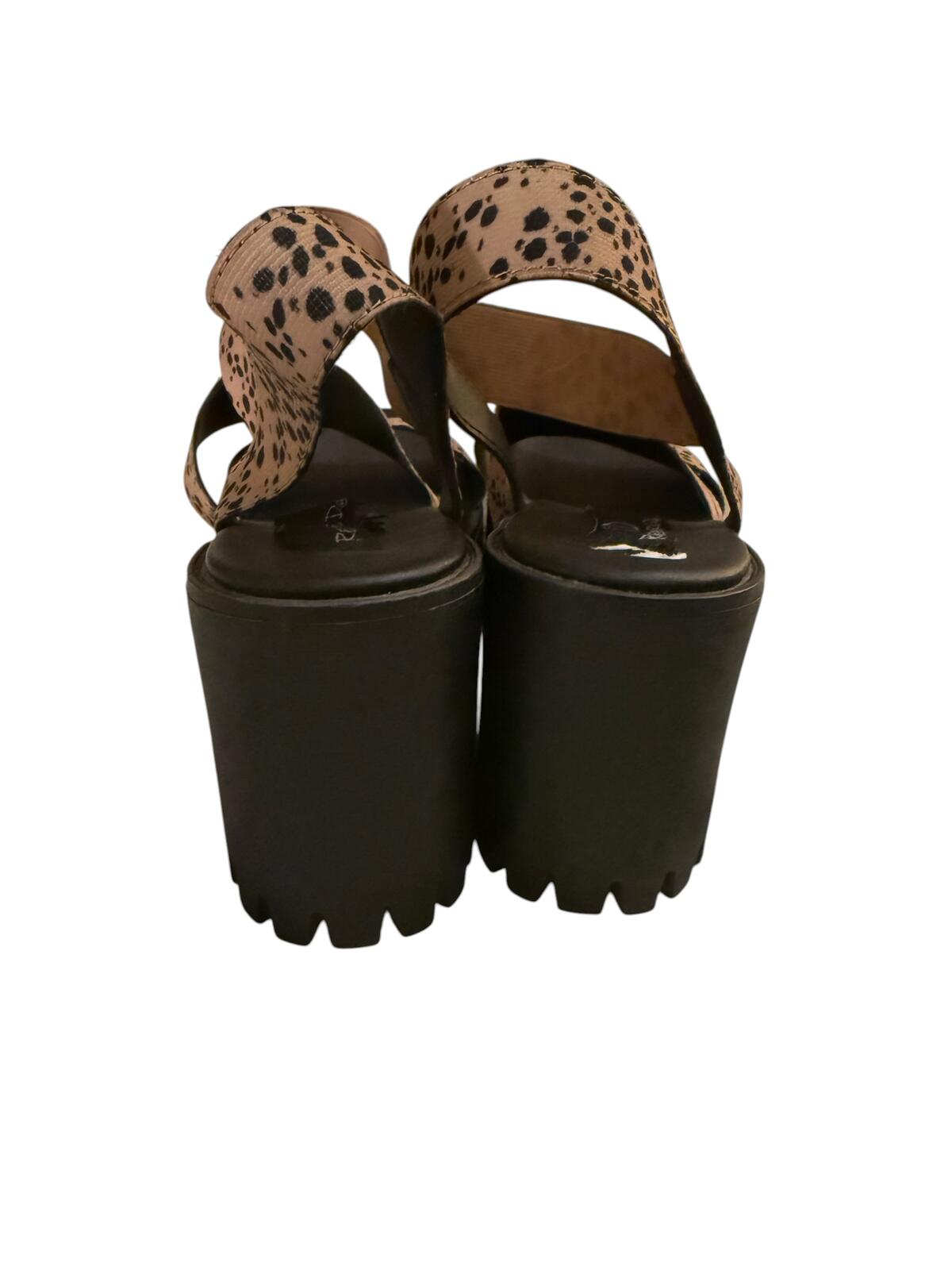 I.D. Required Chunky Heel Leopard Print Strap Sandals