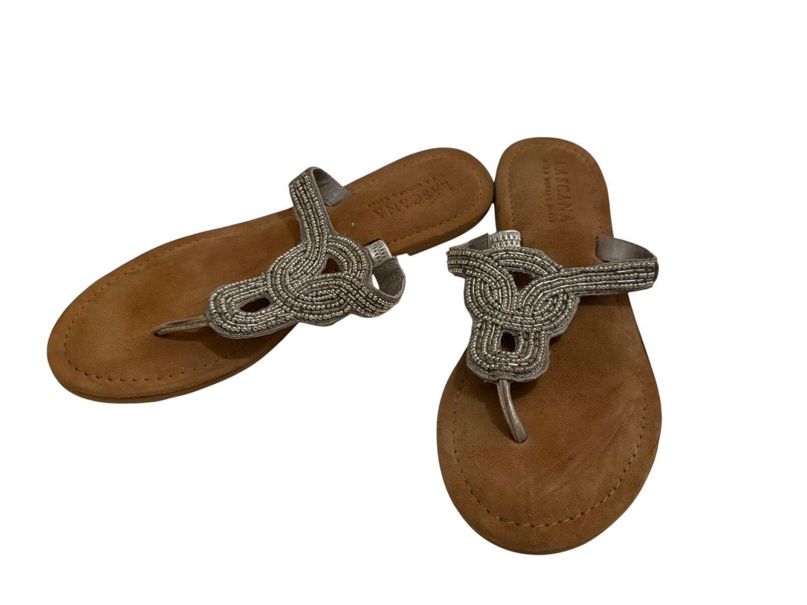 Lascana Beaded Brown Leather Sandals