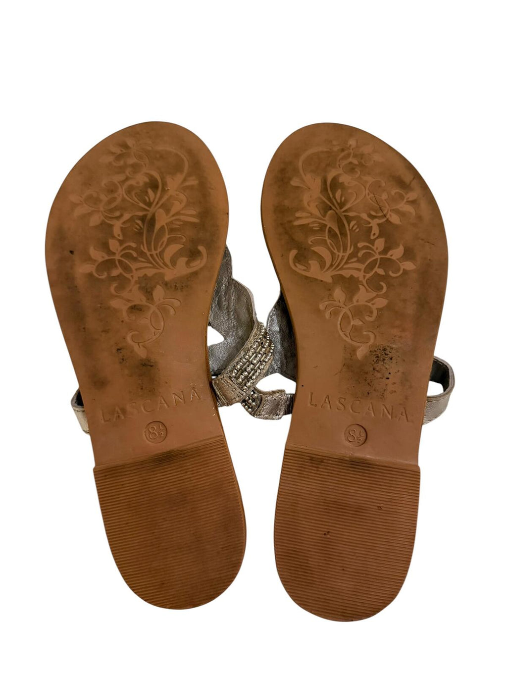 Lascana Beaded Brown Leather Sandals