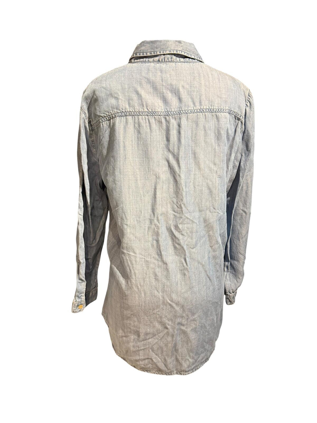 Joan Vass Light Blue Chambray Denim Long Sleeve Tunic Shirt Dress