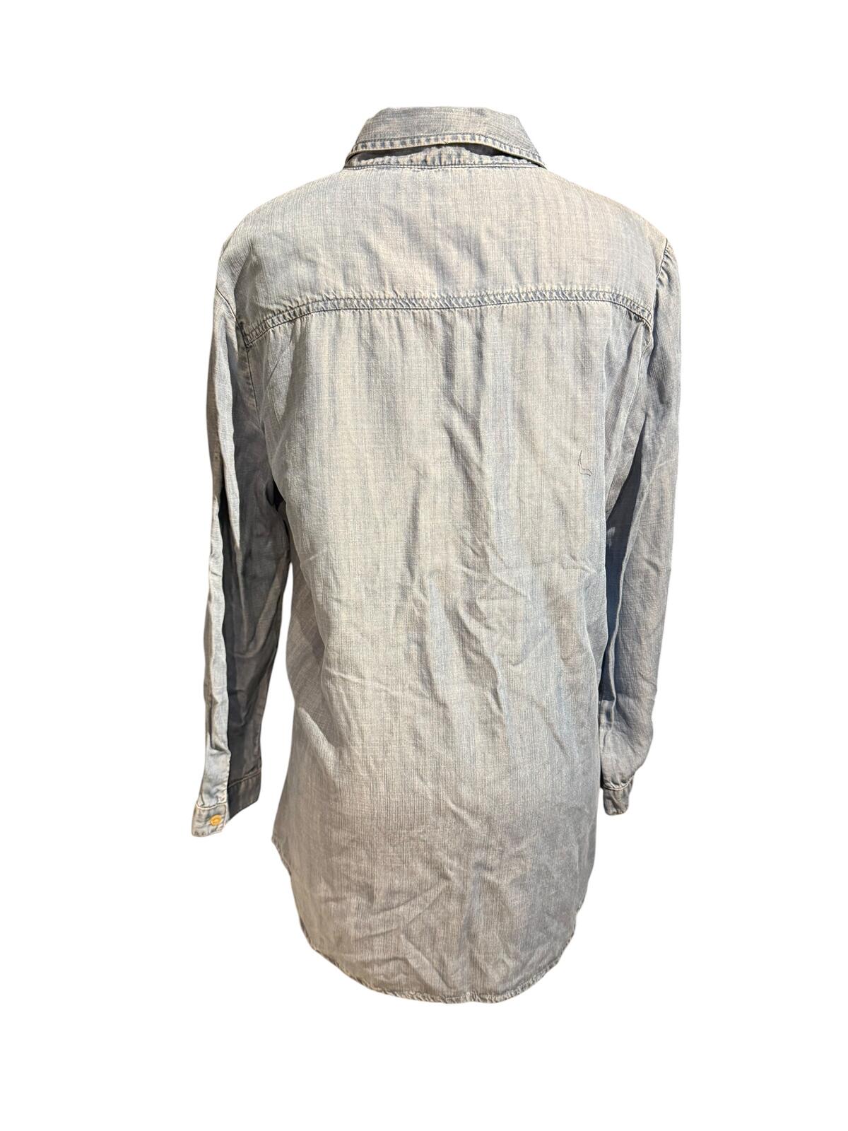 Joan Vass Light Blue Chambray Denim Long Sleeve Tunic Shirt Dress