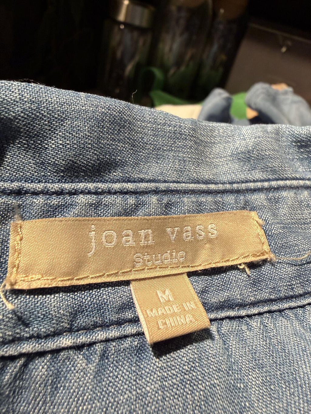 Joan Vass Light Blue Chambray Denim Long Sleeve Tunic Shirt Dress